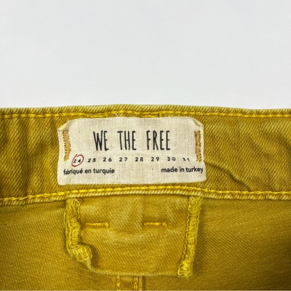 Free People Yellow Exposed Button Fly Run With Me Pintuck Flare Jeans - Picture 4 of 6